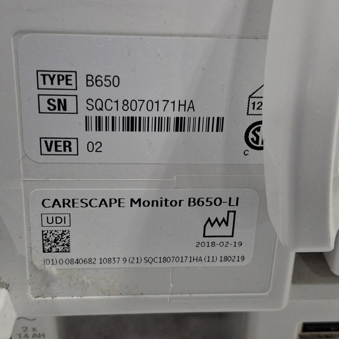 GE Healthcare GE Healthcare Carescape B650 Critical Care Patient Monitor Patient Monitors reLink Medical