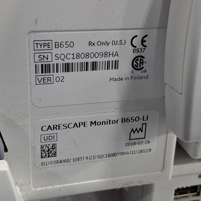 GE Healthcare GE Healthcare Carescape B650 Critical Care Patient Monitor Patient Monitors reLink Medical