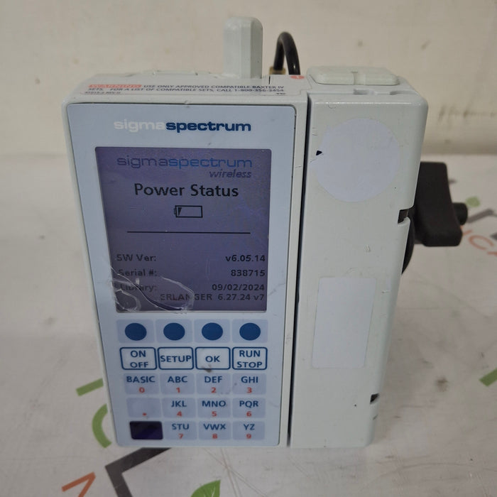 Baxter Baxter Sigma Spectrum 6.05.14 with B/G Battery Infusion Pump Infusion Pump reLink Medical