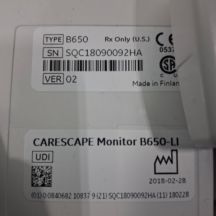 GE Healthcare GE Healthcare Carescape B650 Critical Care Patient Monitor Patient Monitors reLink Medical