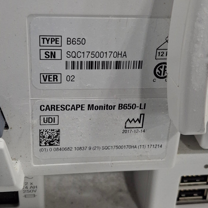 GE Healthcare GE Healthcare Carescape B650 Critical Care Patient Monitor Patient Monitors reLink Medical