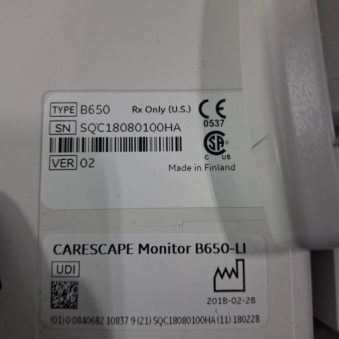GE Healthcare GE Healthcare Carescape B650 Critical Care Patient Monitor Patient Monitors reLink Medical
