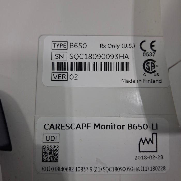 GE Healthcare GE Healthcare Carescape B650 Critical Care Patient Monitor Patient Monitors reLink Medical