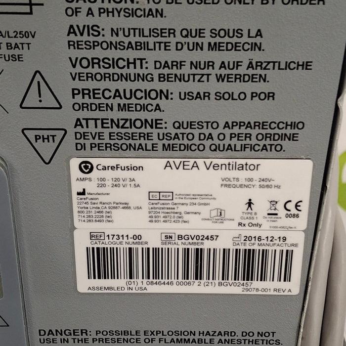 CareFusion CareFusion Avea Ventilator Respiratory reLink Medical