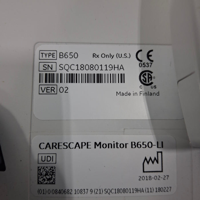 GE Healthcare GE Healthcare Carescape B650 Critical Care Patient Monitor Patient Monitors reLink Medical