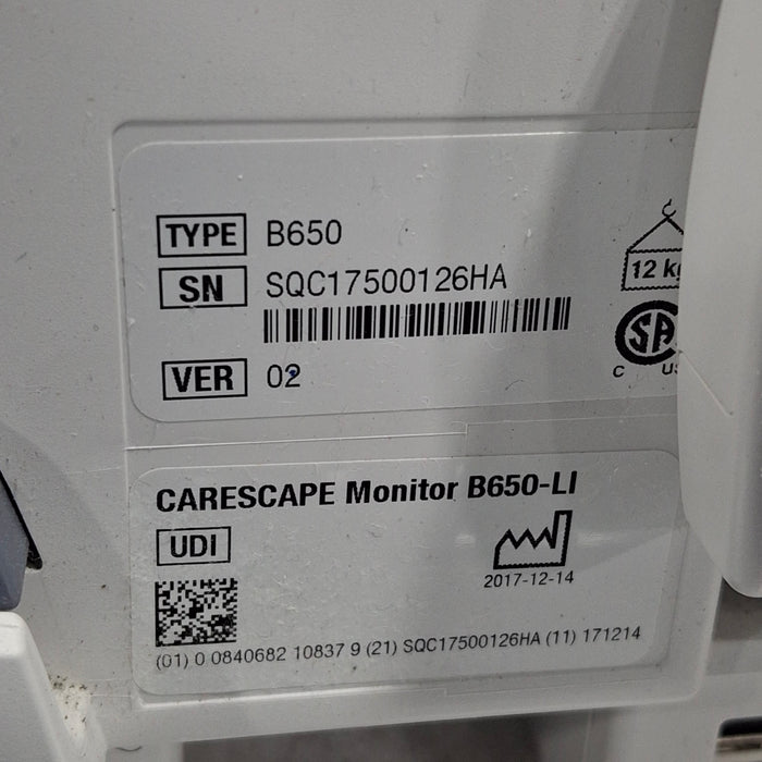 GE Healthcare GE Healthcare Carescape B650 Critical Care Patient Monitor Patient Monitors reLink Medical