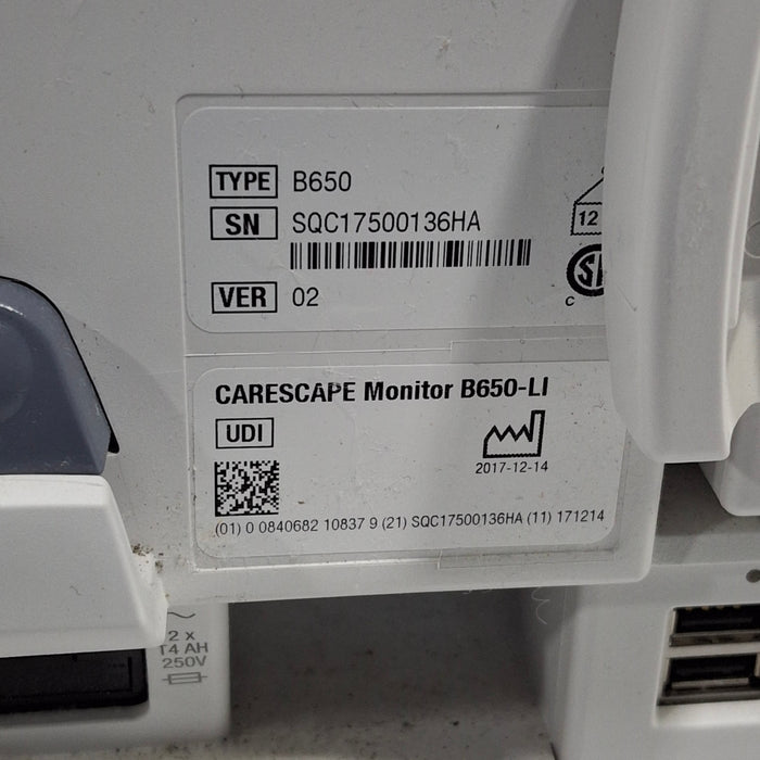 GE Healthcare GE Healthcare Carescape B650 Critical Care Patient Monitor Patient Monitors reLink Medical