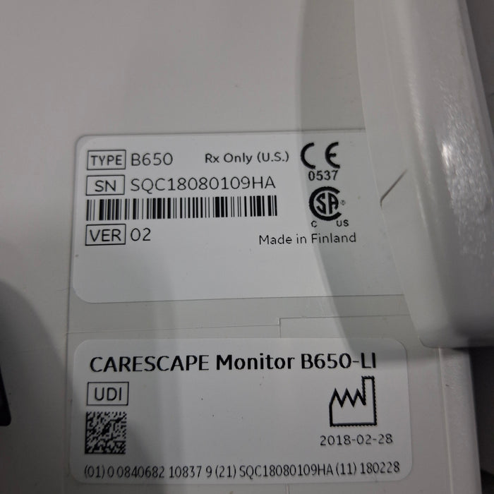 GE Healthcare GE Healthcare Carescape B650 Critical Care Patient Monitor Patient Monitors reLink Medical