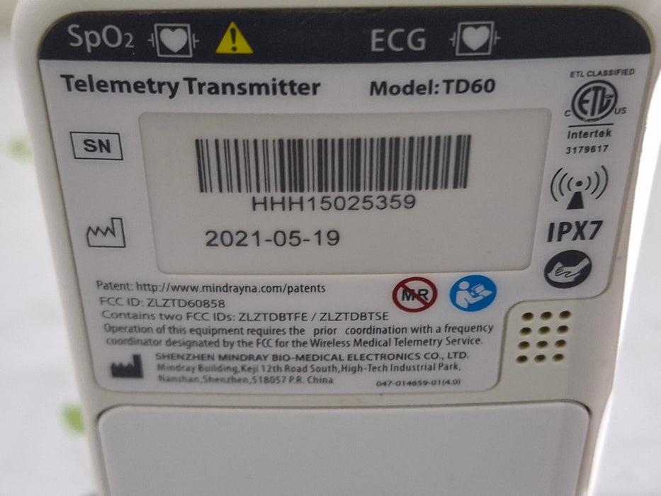Mindray Mindray BeneVision TD60 Telemetry Transmitter Patient Monitors reLink Medical
