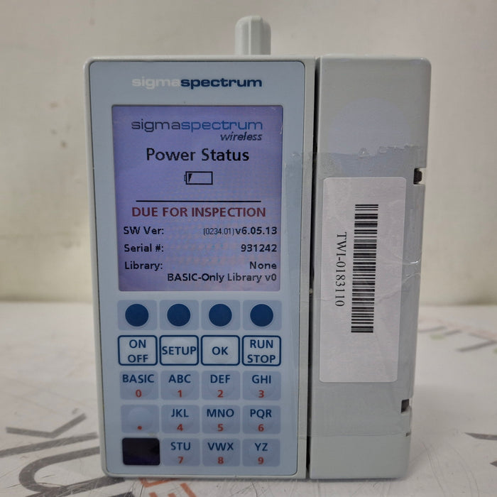 Baxter Sigma Spectrum 6.05.13 with B/G Battery Infusion Pump