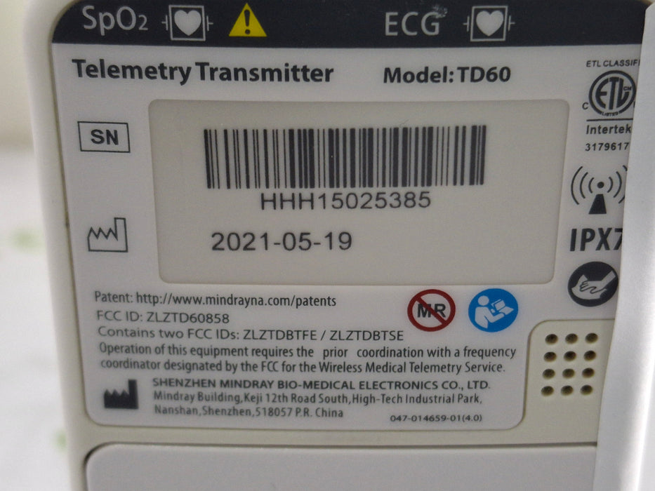 Mindray Mindray BeneVision TD60 Telemetry Transmitter Patient Monitors reLink Medical