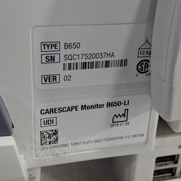 GE Healthcare GE Healthcare Carescape B650 Critical Care Patient Monitor Patient Monitors reLink Medical