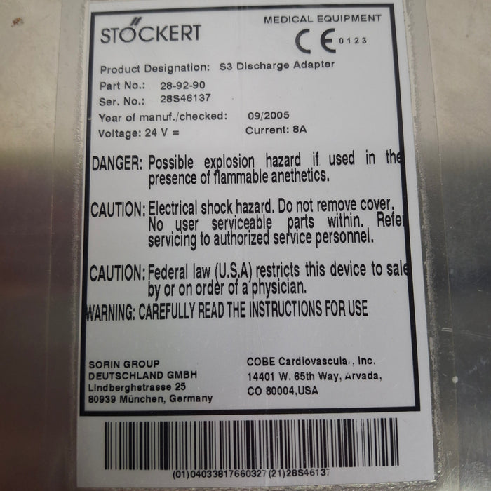 Stockert Stockert S3 Discharge Adapter Cardiology reLink Medical