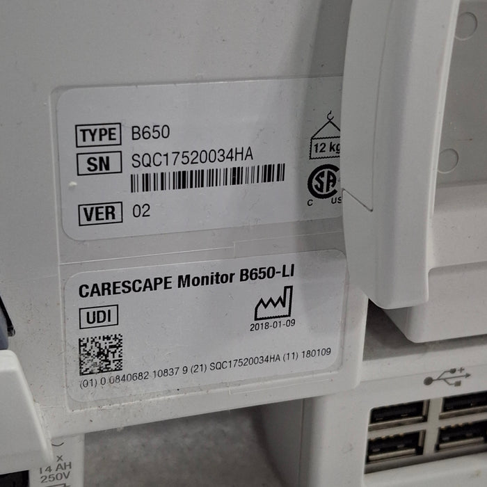 GE Healthcare Carescape B650 Patient Monitor