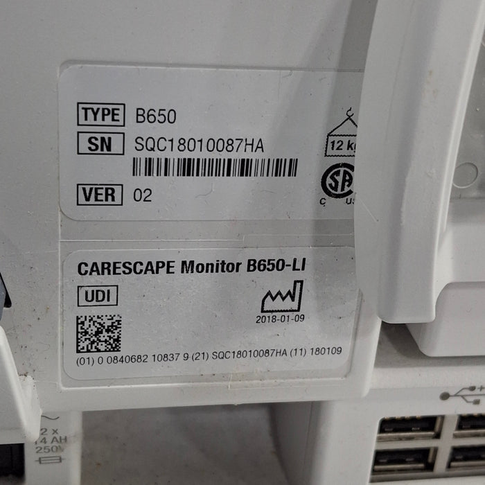 GE Healthcare GE Healthcare Carescape B650 Critical Care Patient Monitor Patient Monitors reLink Medical