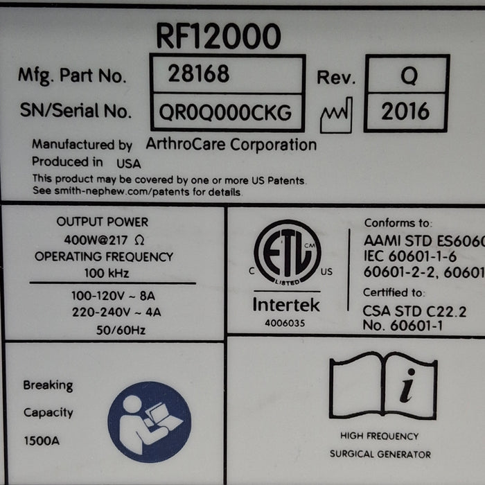 ArthroCare Corporation ArthroCare Corporation Quantum 2 Electrosurgical Unit Electrosurgical Units reLink Medical