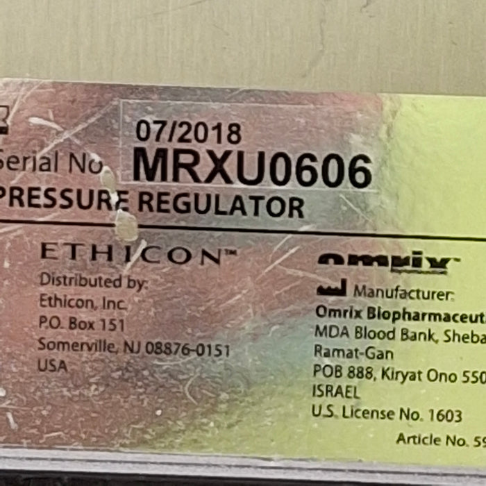 Ethicon Inc. Ethicon Inc. Omrix Pressure Regulator Research Lab reLink Medical