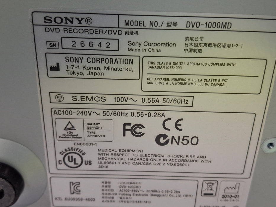 Sony Sony DVO-1000MD Video Digitizer DVD Recorder CR and Imagers reLink Medical