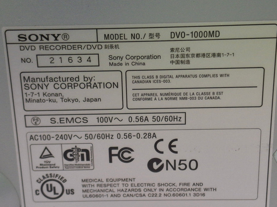 Sony Sony DVO-1000MD Video Digitizer DVD Recorder CR and Imagers reLink Medical