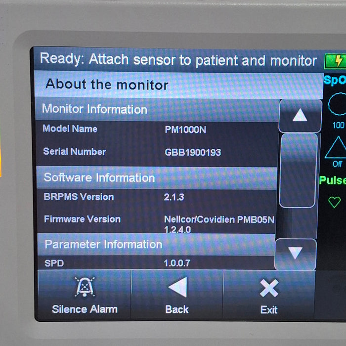 Covidien Covidien PM1000N Nellcor Bedside SPO2 Monitor Patient Monitors reLink Medical