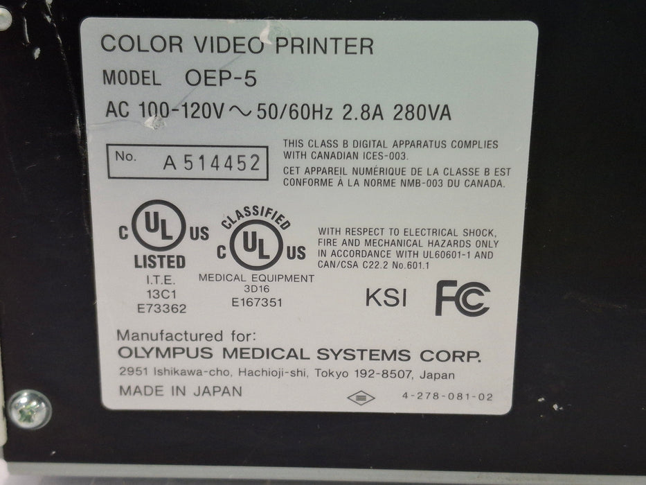 Olympus Olympus OEP-5 Color Video Printer Flexible Endoscopy reLink Medical