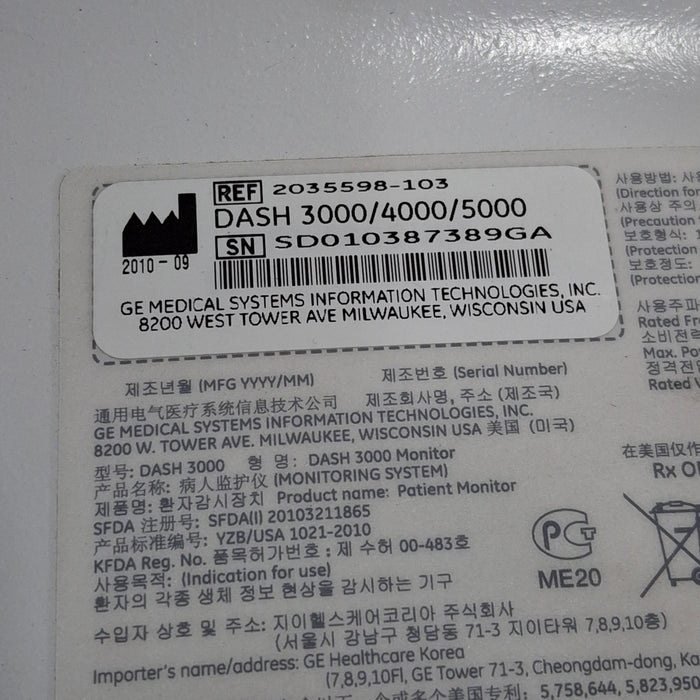 GE Healthcare GE Healthcare Dash 3000 - GE/Nellcor SpO2 Patient Monitor Patient Monitors reLink Medical