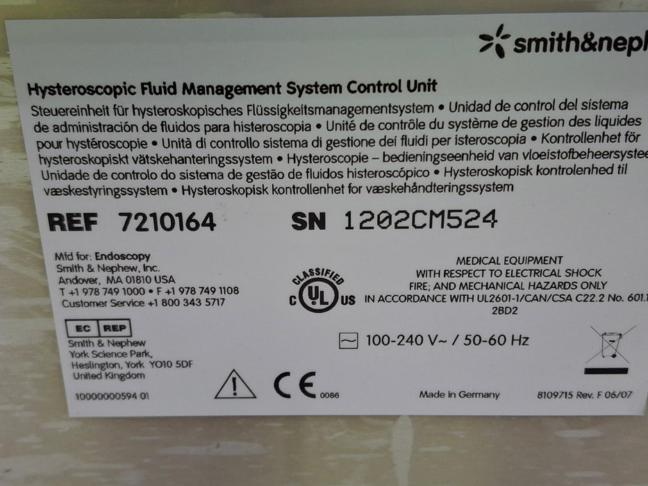 Smith & Nephew 7210164 Hysteroscopic Fluid Management System Control Unit
