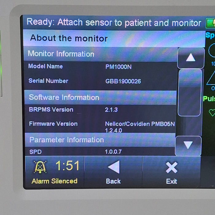 Covidien PM1000N Nellcor Bedside SPO2 Monitor