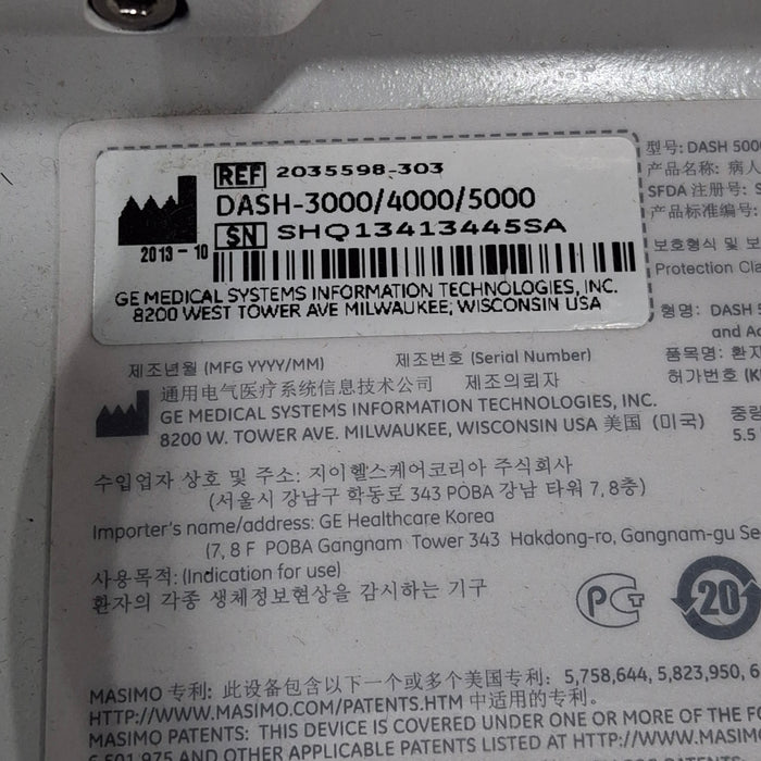 GE Healthcare GE Healthcare Dash 5000 - GE/Nellcor SpO2 Patient Monitor Patient Monitors reLink Medical