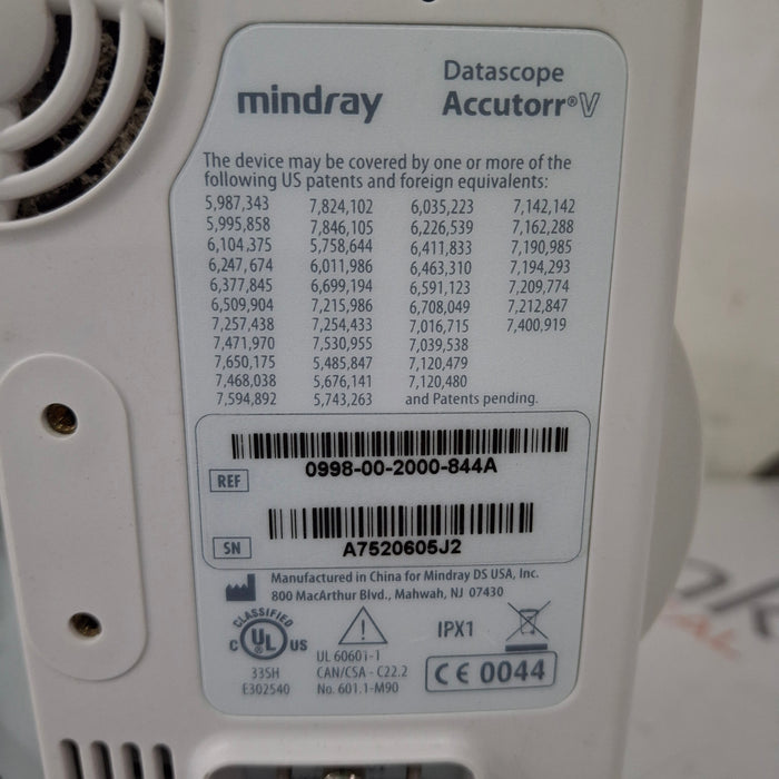 Mindray Mindray Datascope Accutorr V Vital Signs Monitor Patient Monitors reLink Medical
