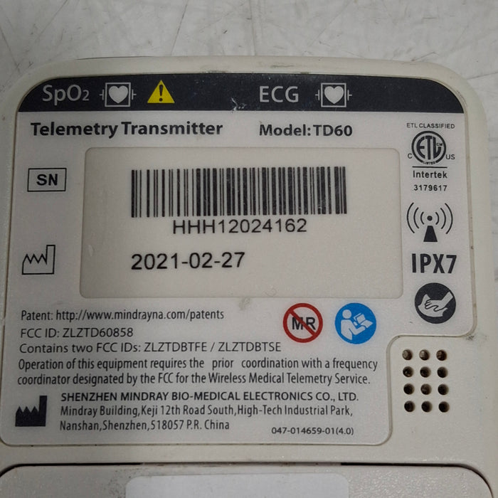 Mindray Mindray BeneVision TD60 Telemetry Transmitter Patient Monitors reLink Medical