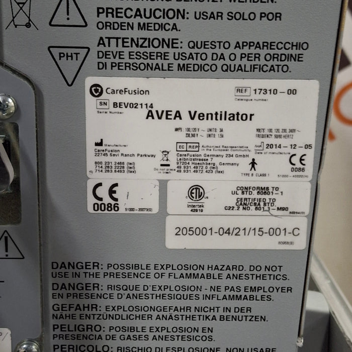 CareFusion CareFusion Avea Ventilator Respiratory reLink Medical