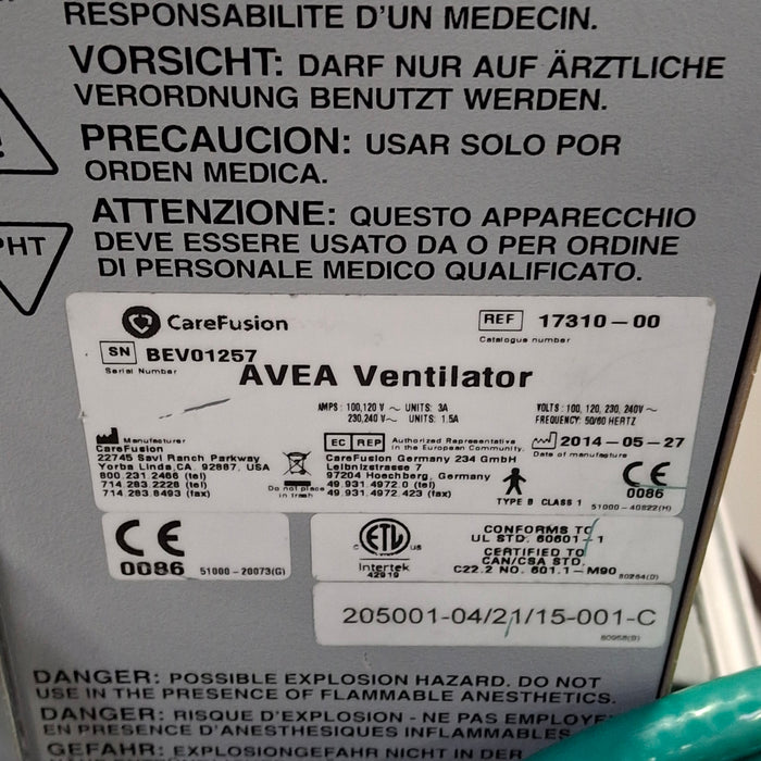 CareFusion CareFusion Avea Ventilator Respiratory reLink Medical