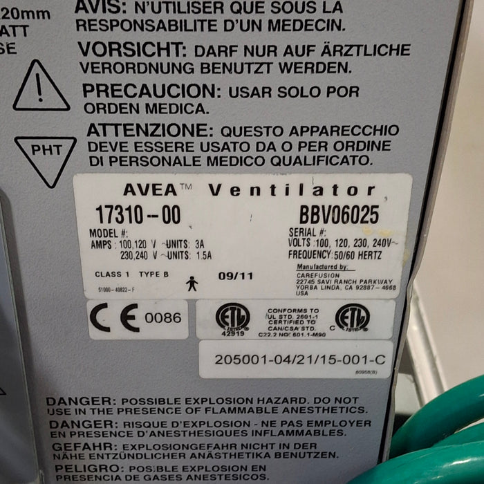 CareFusion CareFusion Avea Ventilator Respiratory reLink Medical