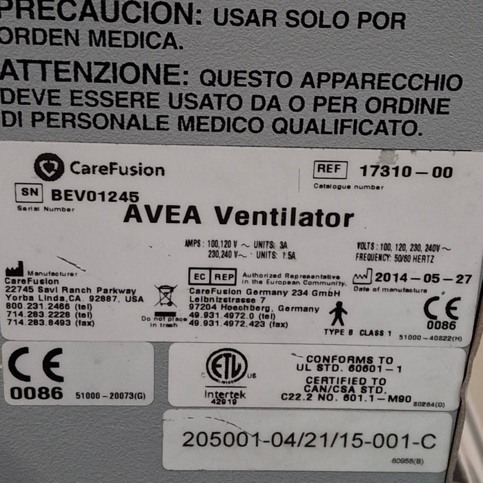 CareFusion CareFusion Avea Ventilator Respiratory reLink Medical