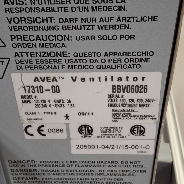 CareFusion CareFusion Avea Ventilator Respiratory reLink Medical