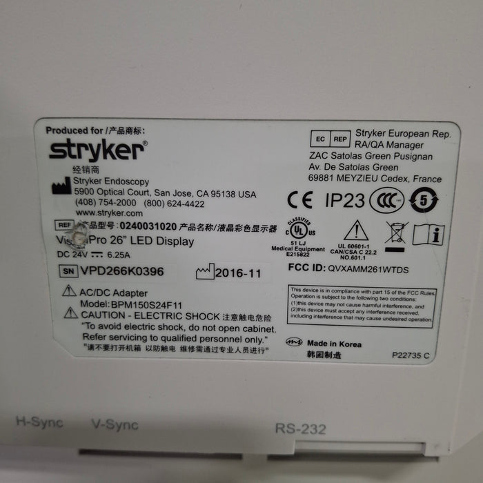 Stryker Stryker VisionPro 26" LED Display Monitor Rigid Endoscopy reLink Medical