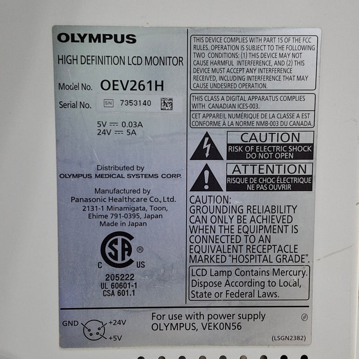 Olympus Olympus OEV261H 26" LCD Endoscopy Monitor Flexible Endoscopy reLink Medical