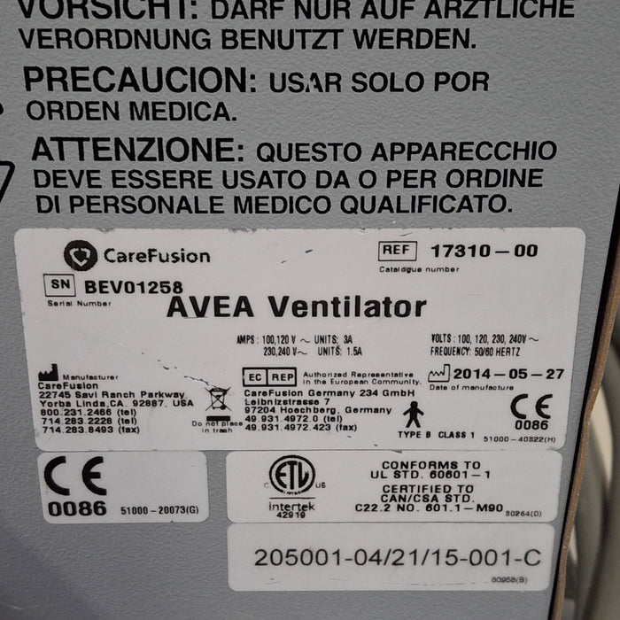 CareFusion CareFusion Avea Ventilator Respiratory reLink Medical