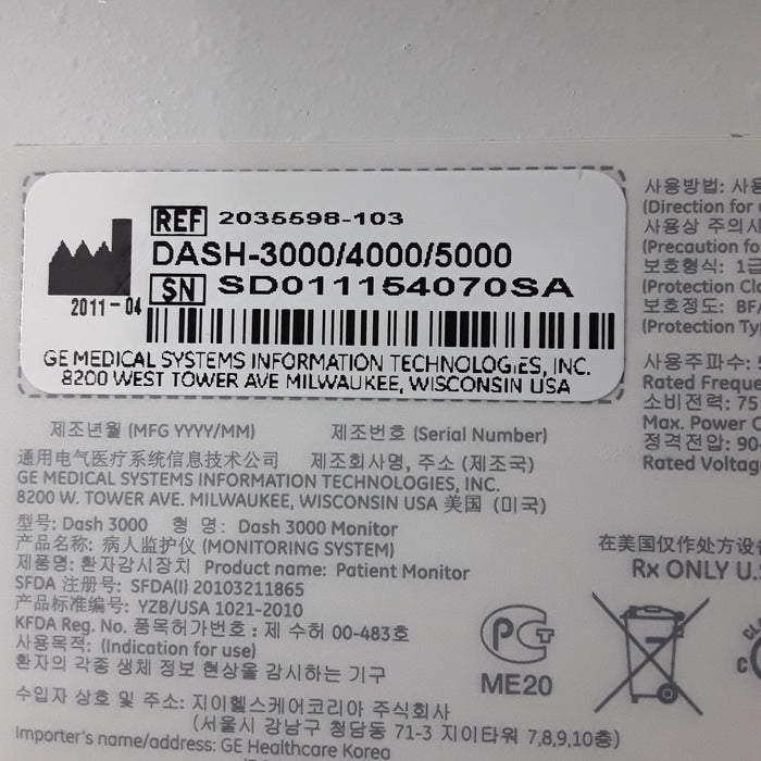 GE Healthcare GE Healthcare Dash 3000 - GE/Nellcor SpO2 Patient Monitor Patient Monitors reLink Medical