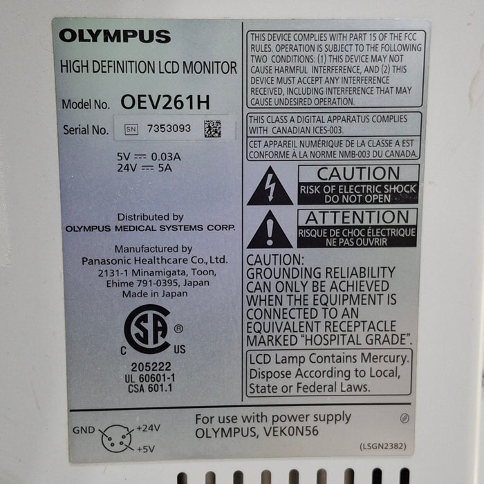 Olympus Olympus OEV261H 26" LCD Endoscopy Monitor Flexible Endoscopy reLink Medical