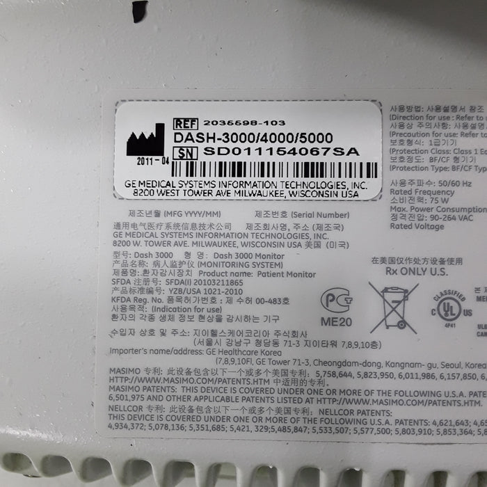 GE Healthcare GE Healthcare Dash 3000 - GE/Nellcor SpO2 Patient Monitor Patient Monitors reLink Medical