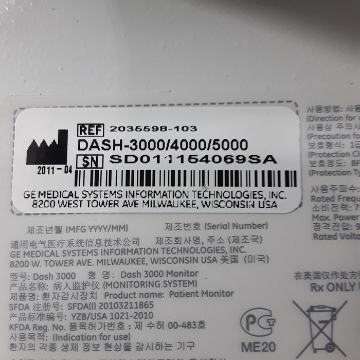 GE Healthcare GE Healthcare Dash 3000 - GE/Nellcor SpO2 Patient Monitor Patient Monitors reLink Medical