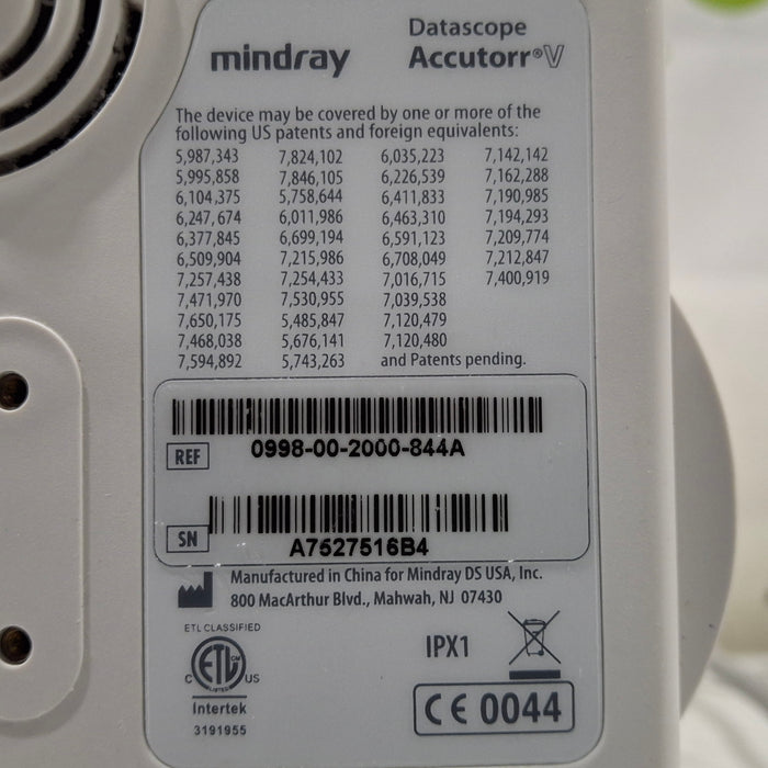 Mindray Datascope Accutorr V Vital Signs Monitor