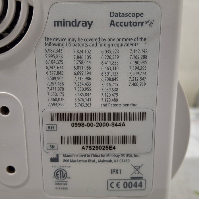 Mindray Datascope Accutorr V Vital Signs Monitor