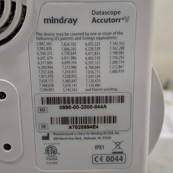 Mindray Mindray Datascope Accutorr V Vital Signs Monitor Patient Monitors reLink Medical