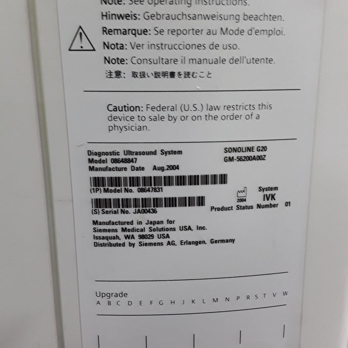 Siemens Sonoline G20 Ultrasound