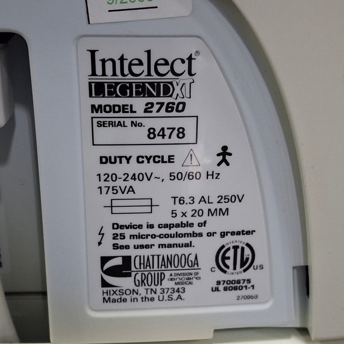 Chattanooga Group Chattanooga Group Model 2760 Intelect Legend XT Fitness and Rehab Equipment reLink Medical