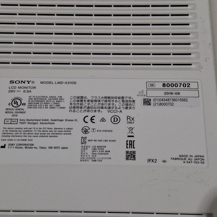 Sony Sony LMD-X310S 31" 4K LCD Display Surgical Equipment reLink Medical