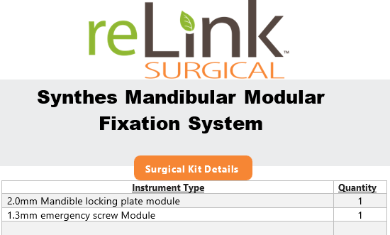 Synthes, Inc. Synthes, Inc. Mandibular Modular Fixation System Surgical Instruments reLink Medical
